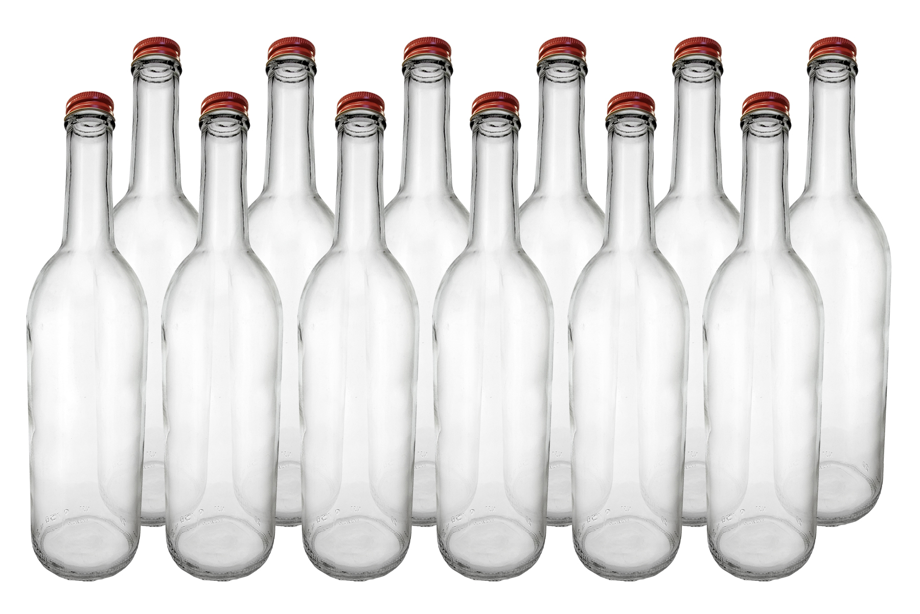 HOME BREW OHIO 750ml Clear Screw Cap Wine Bottles With 28mm Red Metal