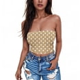thumbnail image 2 of Agkizg Polka Printed Bandeau Bra Ruffled Sleeveless Top Elastic Solid Color Strapless Comfortable Bralette (Women's or Women's Plus), 2 of 5
