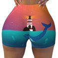 thumbnail image 2 of Balery Lighthouse and Whale Pantalones cortos de entrenamiento estampados para mujer, sin costuras, ajustados, para gimnasio, yoga, correr, deportes, ejercicio activo, fitness.-X-Large, 2 of 8