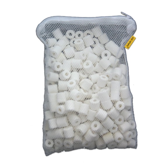 C2 1 LB Bio Ceramic Rings Filter Media in Mesh Bag for Aquarium Fish Tank Canister Filters