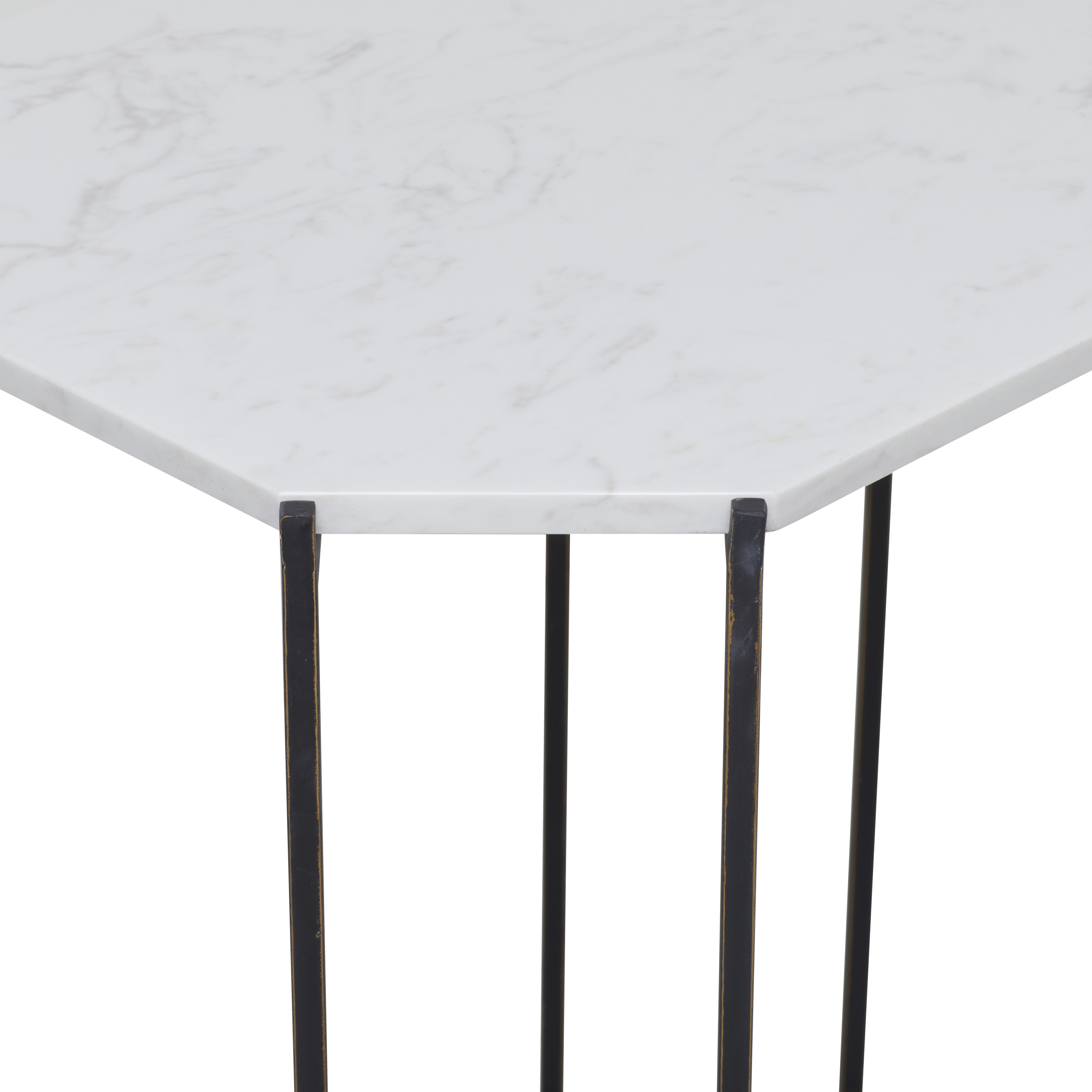 DecMode 18"W, 21"H Metal Contemporary Accent Table, White, 1-Piece