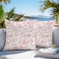 thumbnail image 5 of Waterproof Throw Pillow Covers Set of 2, 24x24 Inch Coral Red Farmhouse Decorative Pillowcases Outdoor Pillow Slip Cushion Covers Set for Couch Tent Floral Floral Plant Leaf Vintage Spring, 5 of 7