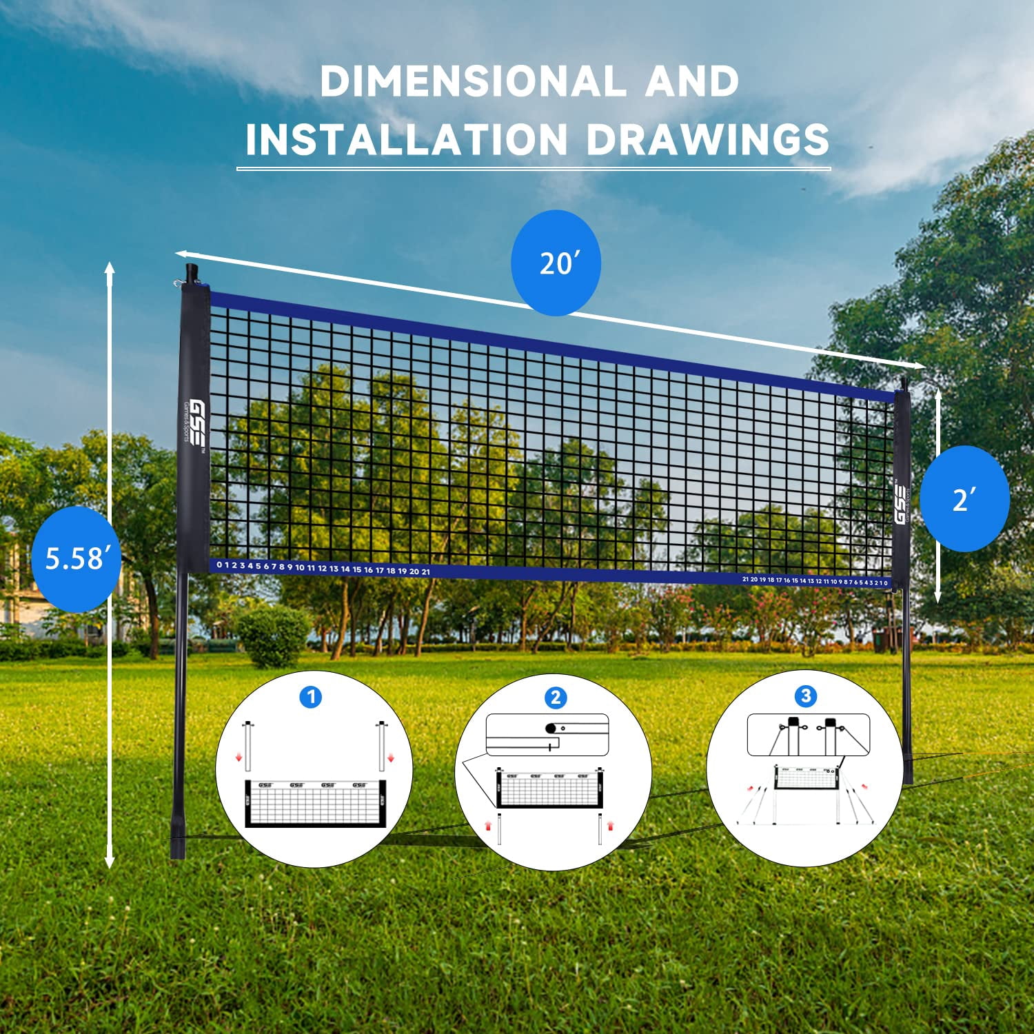 Outdoor Yard Net Game Set For Backyards  Parks Beach Lawn. Volleyball Badminton Or Combo Available