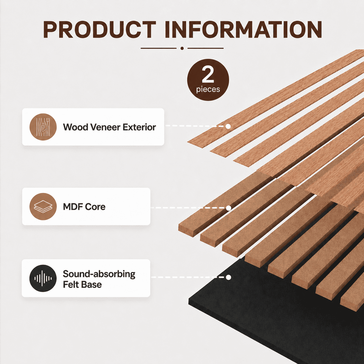 2PCS 16''x104'' Wood Slat Acoustic Wall Paneling for Interior and Ceiling Decor,23Sq.ft,Red Oak
