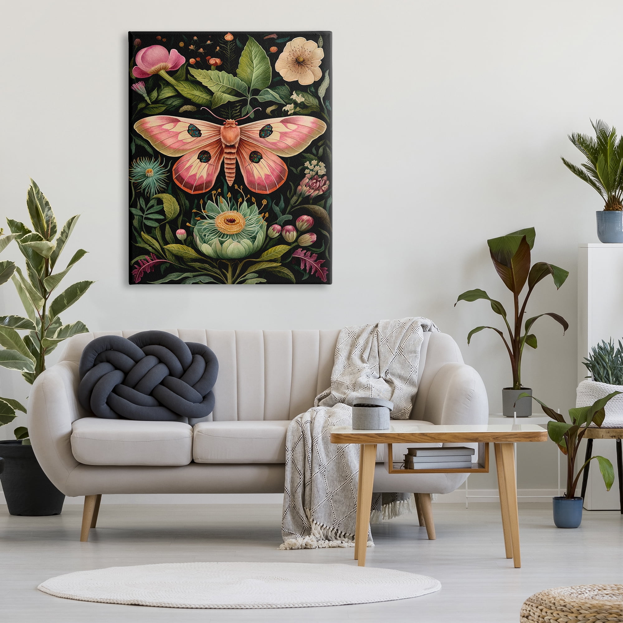 Stupell Industries Vintage Botanical Moth Animals & Insects Painting Gallery Wrapped Canvas Art Print Wall Art, 36 x 48