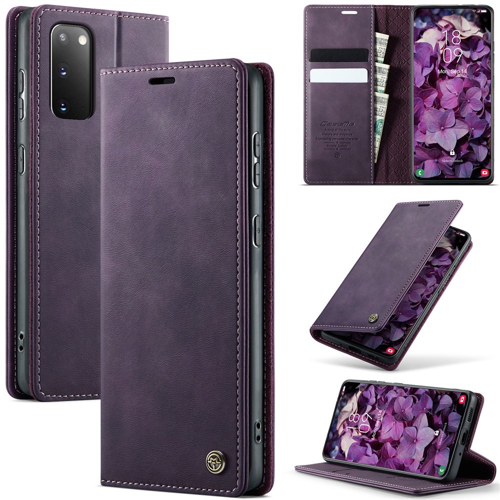 CaseMe Calf Leather Lining Microfibre Wallet Case for Samsung Galaxy S20 5G 6.2-inch with RFID Blocking,Magnetic Closure,Card Slots,Cash Slot,Kickstand,Shockproof Flip Folio Protective Phone Case
