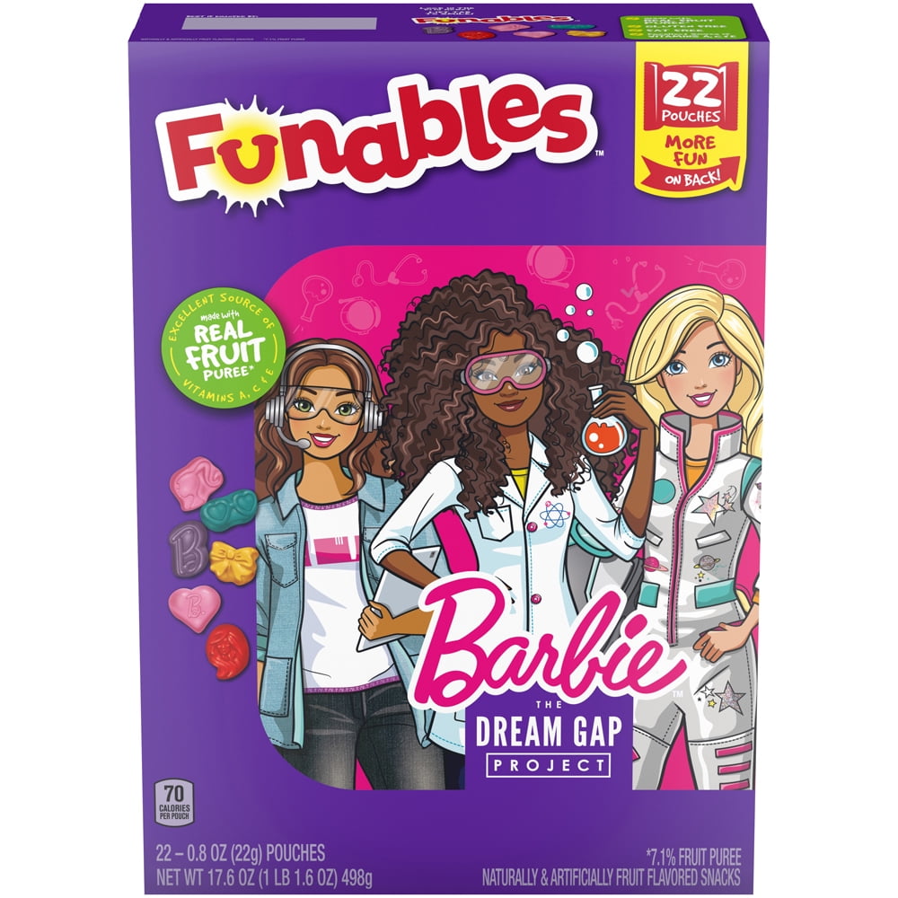Funables Barbie Fruit Flavored Fruit Snacks, 17.6 oz, 22 Count