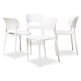 thumbnail image 1 of Baxton Studio Rae White Finished Plastic 4-Piece Stackable Dining Chair Set, 1 of 6