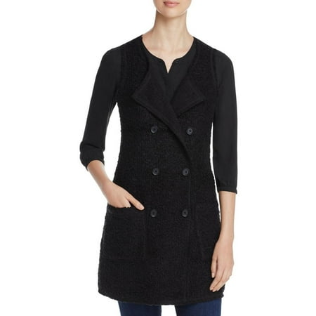 Classic Wool Vest - Sanctuary Womens Double Breasted Wool Blend Outerwear Vest