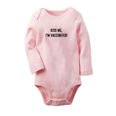 

Kiss Me I m Vaccinated Funny Rompers Newborn Baby Unisex Bodysuits Infant Jumpsuits Toddler 0-12 Months Kids Long Sleeves Oufits (Pink 6-12 Months)