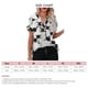 thumbnail image 5 of Tops de verano para mujer, estampados de flores, cuello en V, manga corta, camisa informal holgada elegante para mujer para fiesta, oficina, viajes, blanco M, 5 of 5