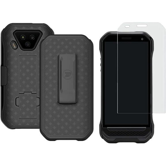Wireless ProTech Case Compatible with Kyocera Duraforce Ultra 5G E7110. Slim Line Case with Kickstand and Belt Clip Holster Combo Includes Screen Protector