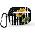 thumbnail image 3 of Sunflower American Flag Airpods Case Compatible with AirPods Pro Protective Shockproof Cover Wireless IBAOLEA Case with Key Chain for Teens Adults IBAOLEA 2 Sunflower Flag 01, 3 of 5