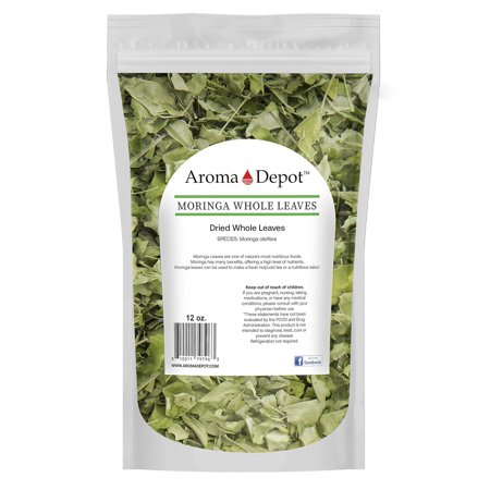 12 oz Dried Moringa WHOLE Leaves 100% Natural oleifera From India Non-GMO and Gluten Free Great for Smoothies, Tea, Drinks & Recipes The Tree
