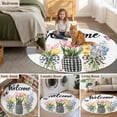 thumbnail image 6 of Tulip Flowers Spring Summer Round Area&nbsp;Rug 3ft Bottle Butterfly Welcome Text Non-Slip&nbsp;Washable Circle Rugs Soft Felt Indoor Floor Mat for Bedroom Kitchen Living Room Bathroom, 6 of 9