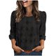 thumbnail image 2 of Craaazy Women's Relaxed Fit Crew Neck Blouse, Solid Color 3/4 Sleeve Lace Eyelet Top, Loose Comfy Floral Lace Casual Tee for Spring & Summer Gifts, 2 of 6