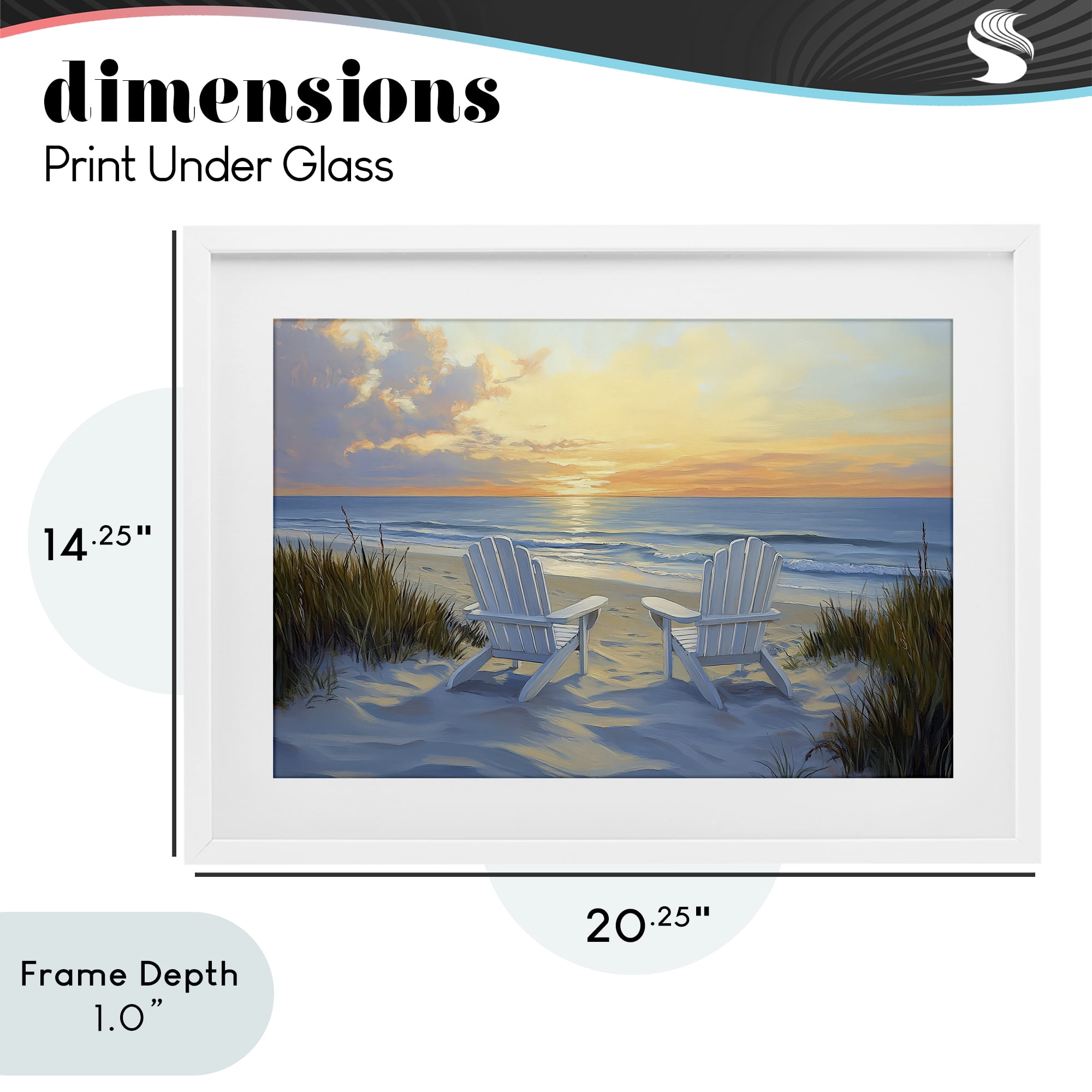 Stupell Industries Calm Beach Sunset Overlook White Framed Print Under Glass, design by Petal Prints Design