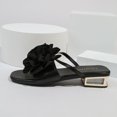 thumbnail image 6 of Women's Floral Block Heels Square Toe Elegant Dressy Slide Sandals Wedding Party Date Night Heel Sandals Black 8.5(41), 6 of 7