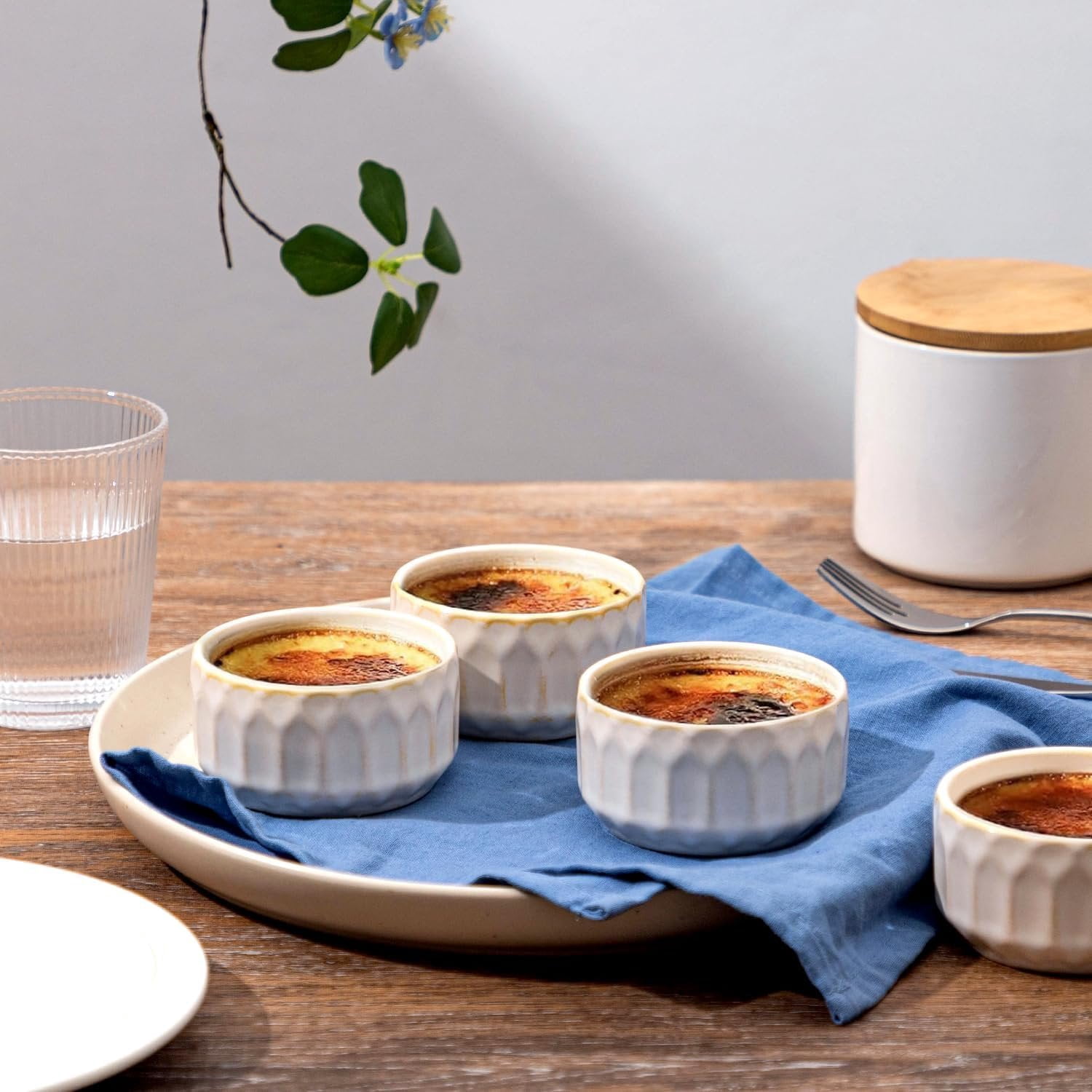 Ramekin Dish Set of 6, 4 OZ Ramekin for Creme Brulee, Lava Cake, Pudding, Souffle, Dishwasher and Oven Safe, Porcelain Ramekins for Baking, Thanksgiving Christmas for Mother Father Women Men