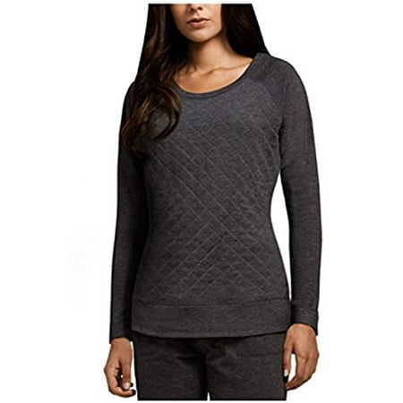 Crew Charcoal Heather (Weatherproof 32 Degrees Quilted Design Women's Crew Neck Fleece Sweater (XX-Large, Heather)