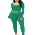 thumbnail image 1 of Women Long Jumpsuit Solid Color Long Sleeve U Neck Slim Bodysuit, 1 of 7