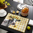 thumbnail image 3 of Sunflowers Cow Placemats Set of 4, Farm Animal Yellow Buffalo Plaid Placemats for Dining Table, Place Mats for Kitchen Tabletop, Waterproof Wipeable Dining Table Mats Set, 3 of 9