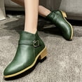 thumbnail image 5 of Viluyesy Womens Ankle Booties, Low Heels Zipper Round Toe Fall Winter Fashion Retro Boots Green US6.5, 5 of 9