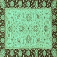 thumbnail image 1 of Ahgly Company Machine Washable Indoor Square Abstract Turquoise Blue Modern Area Rugs, 3' Square, 1 of 4