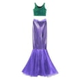thumbnail image 3 of iiniim 2 Pcs Mermaid Costume for Women Adult Metallic Shiny Fish Scale Print Cropped Tank Top with Green&Purple 3XL, 3 of 7