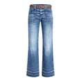 thumbnail image 4 of Vivianyo HD Women's Mid Rise Wide Leg Jeans with Patch Pocket, Pants For Women with Full‑Length Frayed‑Hem, Sizes XXS-2XL, 4 of 6
