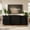 Black, variant on TV Stand for TVs up to 70", Fluted Tambour-Style Door Media Console, Adjustable Shelves, Cable Management, Mid Century Farmhouse, Walnut