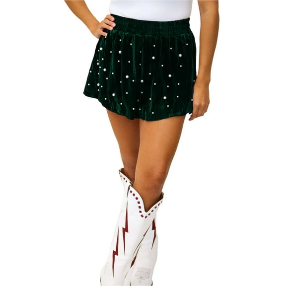 Women's High Waisted Stretchy Denim Bermuda Shorts Pearl Velvet Skirt Pants Summer Flowy Shorts S-L