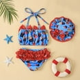 thumbnail image 4 of Toddler Summer Girls Bowknot Cake Printed Ruffles Two Piece Swimwear Swimsuit Bikini With Hat,Size 0 Months-6 Months, 4 of 4