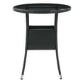 thumbnail image 3 of CorLiving Parksville Resin Wicker and Steel Round Outdoor Bistro Table with Glass Top and Flared Legs, Black, 3 of 7