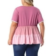 thumbnail image 4 of DARING DIVA Women's Plus Babydoll Ruffle Short Sleeve Casual Blouse 1X Dark Pink, 4 of 6
