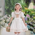 thumbnail image 2 of Mepaouo Girls German Dirndl Dress Oktoberfest Bavarian Outfit Set Kids Country Apron Maid Skirt White, 2 of 9