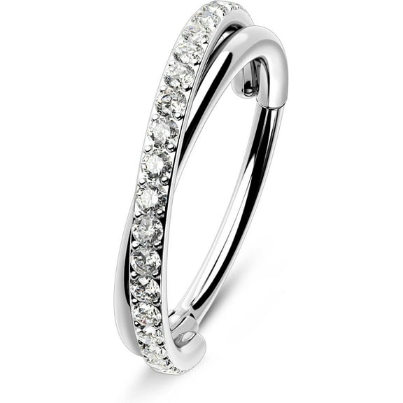 Double Nose Rings Hoop, Cartilage Earrings Stainless Steel 316L, Conch Piercing Jewelry Clear CZ, Double Helix Earrings, 16G 18G 20G Tragus Daith Piercing Jewelry for Women