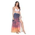 thumbnail image 2 of FORMRS Womens Long Sarong Beach Wrap Semi-Sheer Bikini Skirt Bathing Swimsuit Cover Up, Astronaut at Dawn, 2 of 7