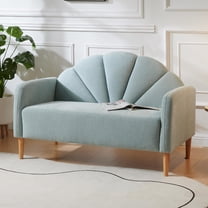 33.07" H Modern 2 Seater Loveseat,Linen Fabric with Curved Back & Wood Legs,for Living Room,Bedroom & Small Spaces,Easy Assembly,Mineral Green