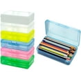 thumbnail image 4 of Plastic Pencil Case Box Clear Solid Color Casual Large Storage Boxes Containers with Buckles for Office Blue 7.9 In, 4 of 6