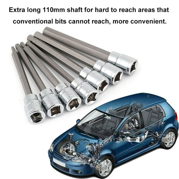 Long Rich Hex Socket Sae Individual Drive Sockets Star Drive Sockets 7Pcs Extra Long Hex Bit Socket Set 3 4 5 6 7 8 10 Mm Drive Repair Tool Kit Hand Operated Tools