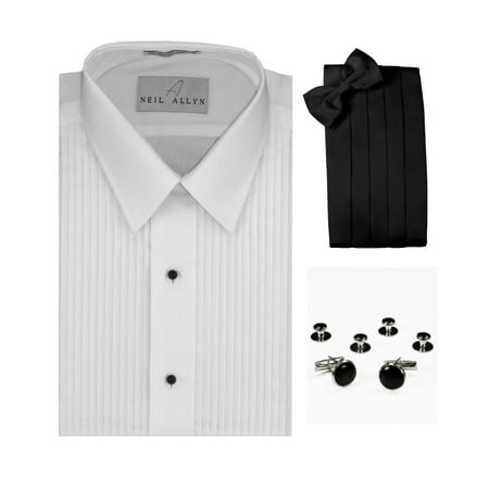 Lay-Down Collar Tuxedo Shirt, Cummerbund, Bow-Tie, Cuff Links and Studs