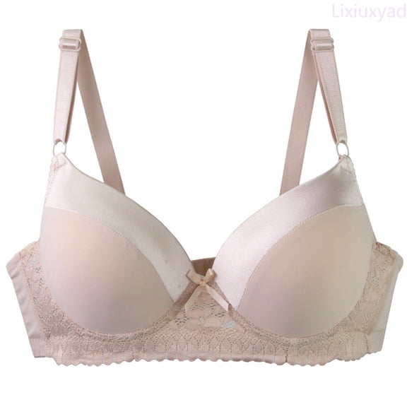 Lixiuxyad Plus Size Underwire Bra Seamless Full Coverage Lace Trim Comfortable Everyday Wear Smooth T Shirt Bra Support For,Bras for Women Beige 75A