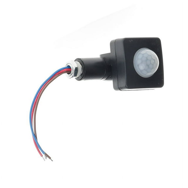 Sensor de movimiento IP65, CA 85-265 V, interruptor PIR ajustable, luz LED ultrafina, detector de movimiento PIR para exteriores, 10 mm, color negro