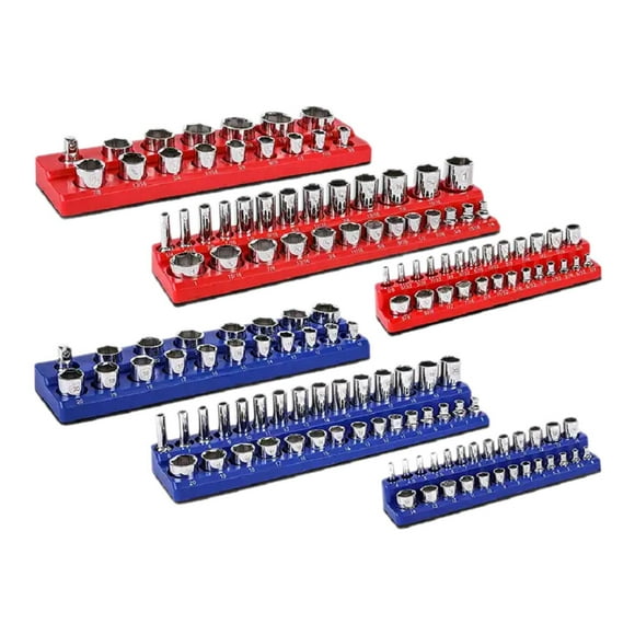 S SERENABLE 6 Pieces Magnetic Socket Organizers Portable Socket Holders Kit for Tool Box