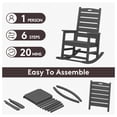 thumbnail image 6 of JUSTLET Outdoor Rocking Chair with Footboard, High Back HDPE Oversized Adirondack Slat Rocker for Patio, Garden, Lawn, Balcony, Gray, 6 of 9