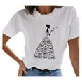 thumbnail image 3 of Tejiojio Women's Day Clearance Women's Summer Vintage Printed Pattern Casual Short Sleeve Tops Blouse, 3 of 6