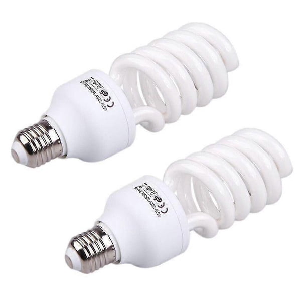 2 bombillas compactas E27 de 220 V y 5500 K, 45 W, para estudio fotográfico, vídeo y fotografía, luz diurna, color blanco.