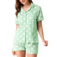 thumbnail image 1 of Conjunto De Pijama Manga Corta Allegra K Ropa De Dormir Lunares Cuello De Muesca Con Botones Verde L, 1 of 6