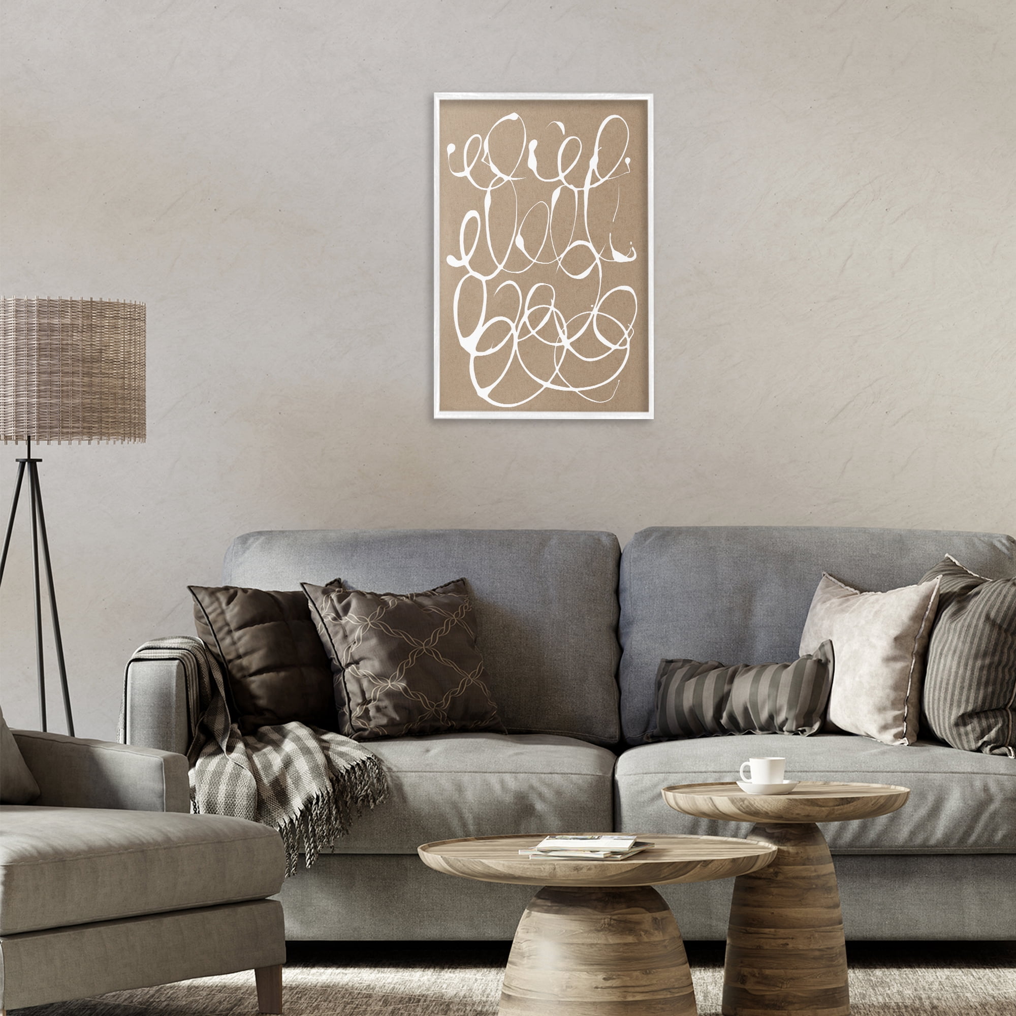 Stupell Industries Scribbled Taupe Circles White Framed Giclee Art, design by Susan Bryant